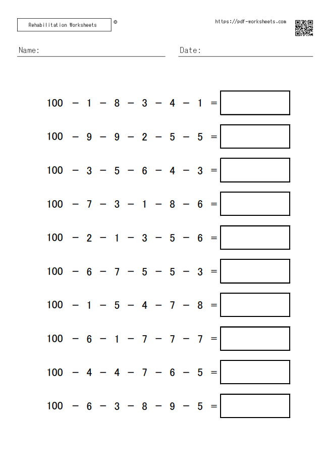 Continuous subtraction task 6