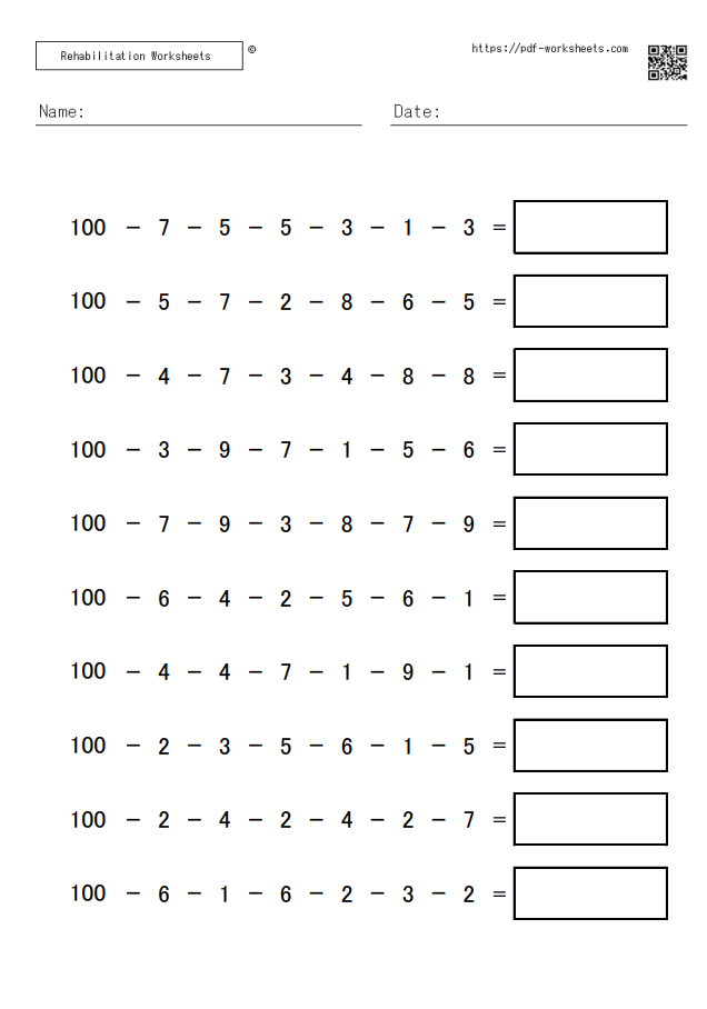 Continuous subtraction task 7