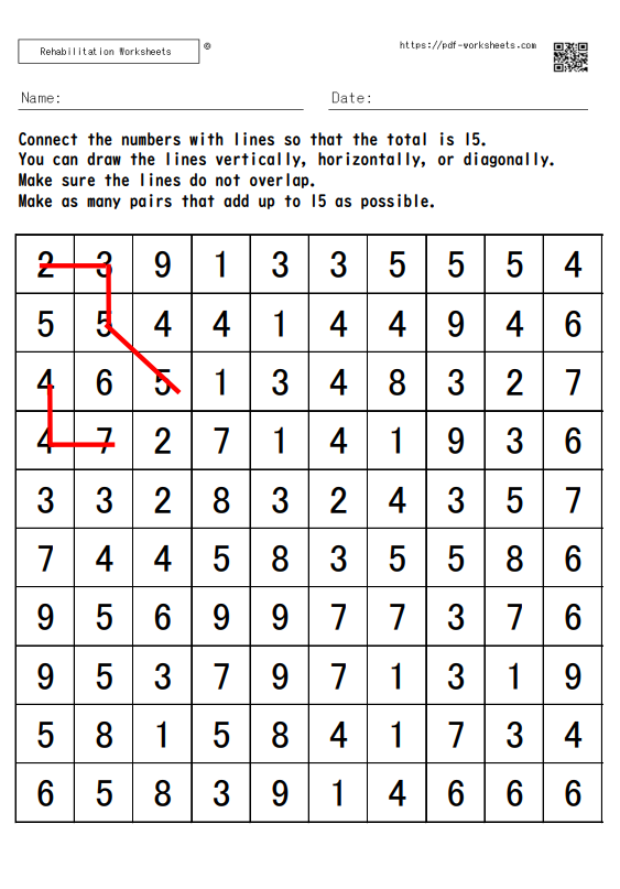 A task to connect numbers to make 15